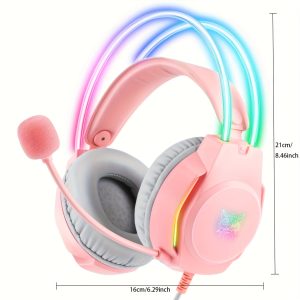 Onikuma Pro Gaming On-Ear Headphones - Noise Cancelling, RGB Lighting, Microphone, Compatible with Laptops, PCs, and Mobile Phones for Immersive Gaming Experience