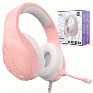 Premium Pink Gaming Headset with Microphone - 3.5mm Plug, Wired Over-Ear Comfort, Immersive Surround Sound, Crystal-Clear Chat, Universal Compatibility for PC, Laptop, Mac, PS4, PS5, Xbox One, Switch - Durable Design, Soft Ear Cushions, Adjustable Headband