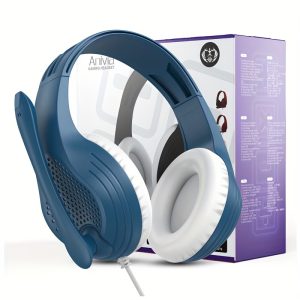 3.5mm Jack Lightweight Over-Ear Gaming Headset Computer Headphones for PS4, PC, Xbox One, Laptop, Computer, Bass Surround - Blue